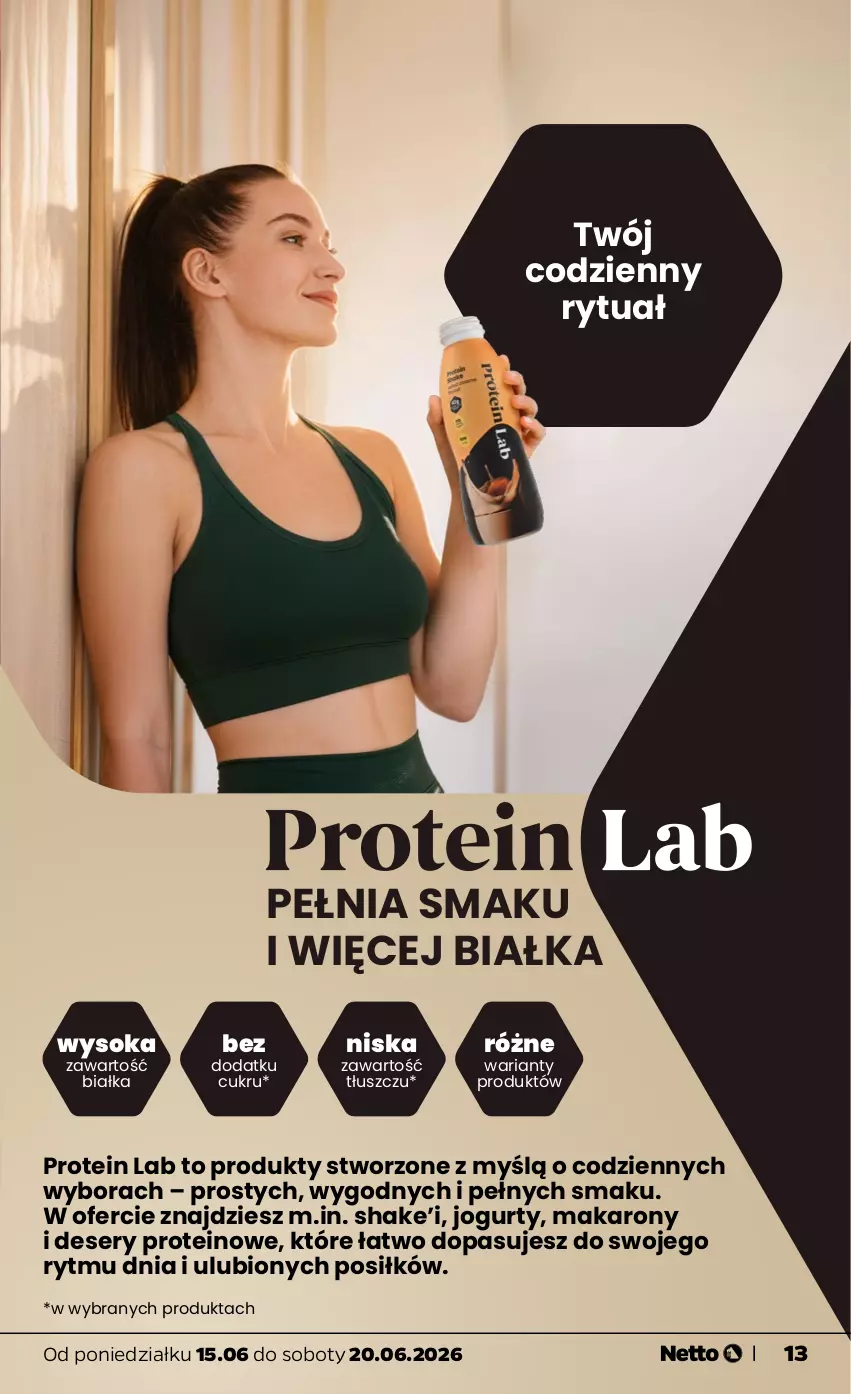 Gazetka promocyjna Netto - Od Poniedziałku - ważna 15.06 do 20.06.2026 - strona 13 - produkty: Deser, Jogurt, Makaron, Ser, Sok