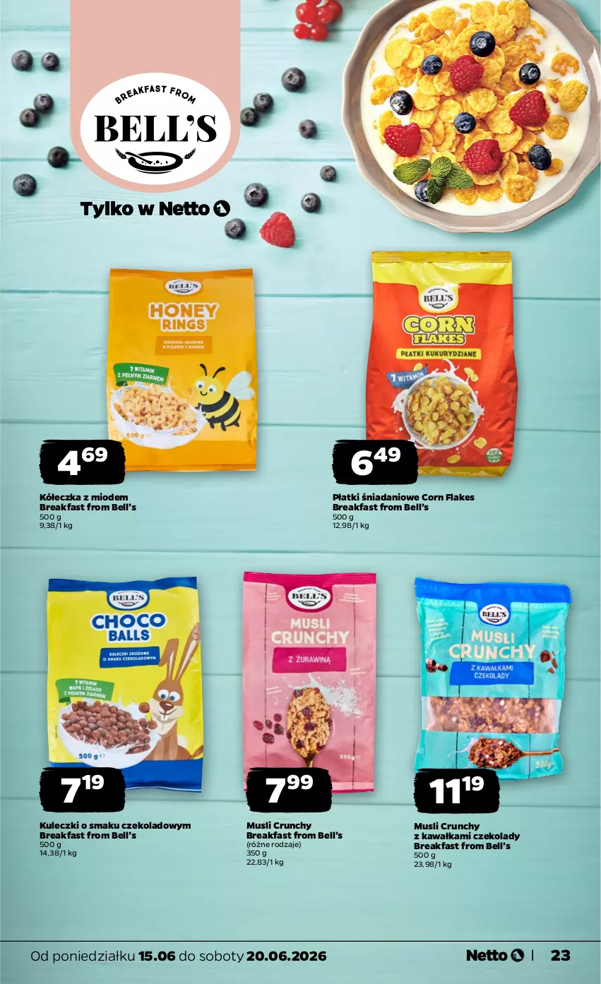 Gazetka promocyjna Netto - Od Poniedziałku - ważna 15.06 do 20.06.2026 - strona 23 - produkty: Bell, Corn flakes, Danio, Fa, Kawa, Mus