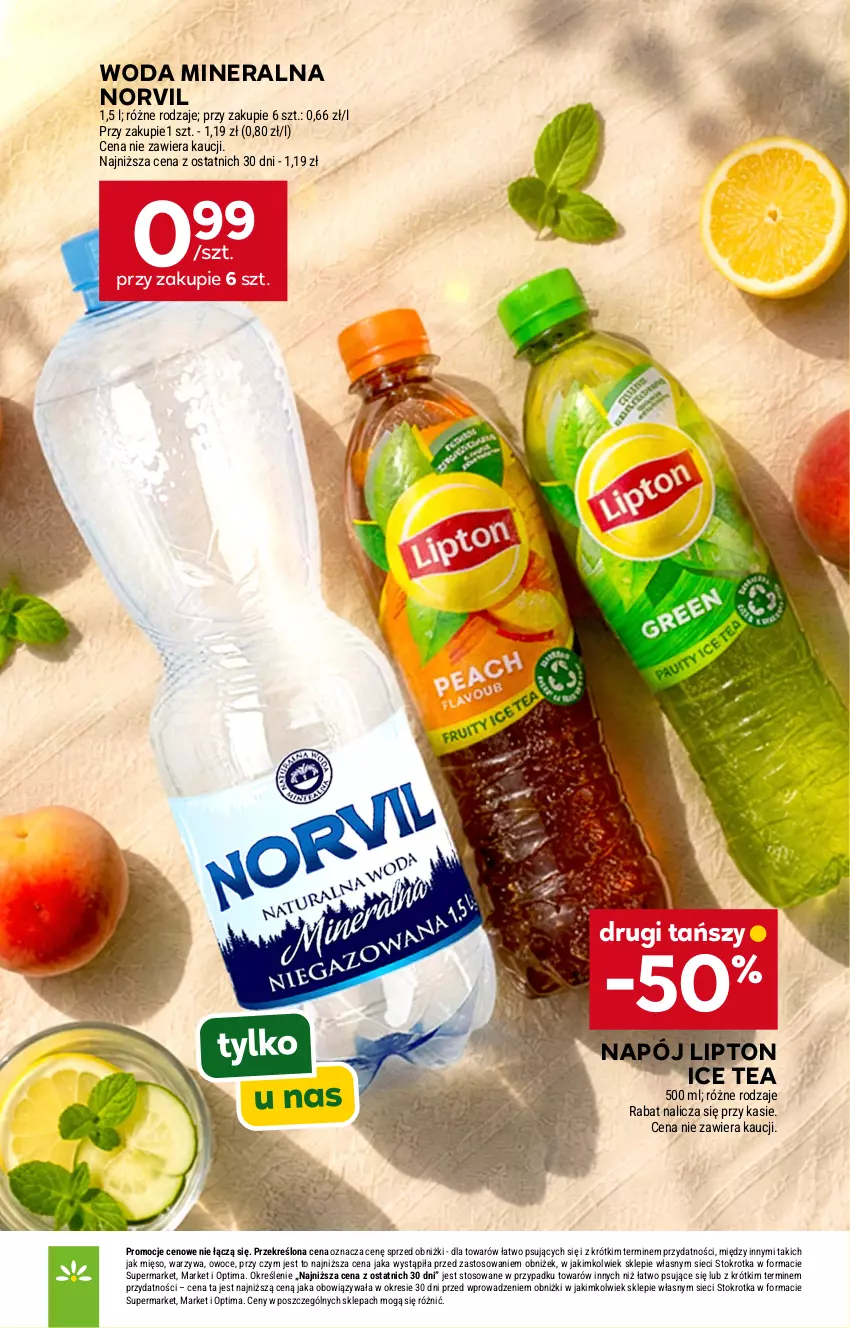 Gazetka promocyjna Stokrotka - Market - ważna 06.08 do 12.08.2026 - strona 29 - produkty: Ice tea, Lipton, Mięso, Napój, Optima, Owoce, Warzywa, Woda, Woda mineralna