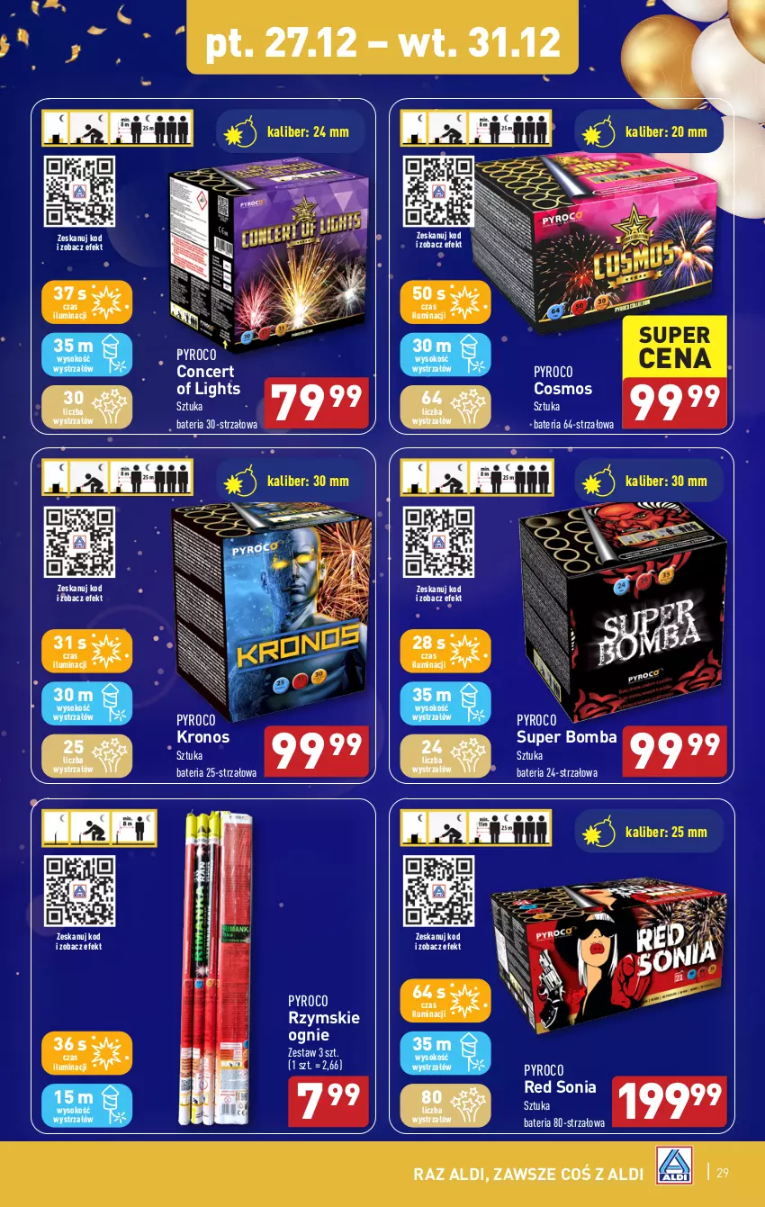 Gazetka promocyjna Aldi - Pełna oferta - ważna 27.12.2024 do 04.01.2025 - strona 29 - produkty: Bateria, Rzymskie ognie, Sok, Strzałów