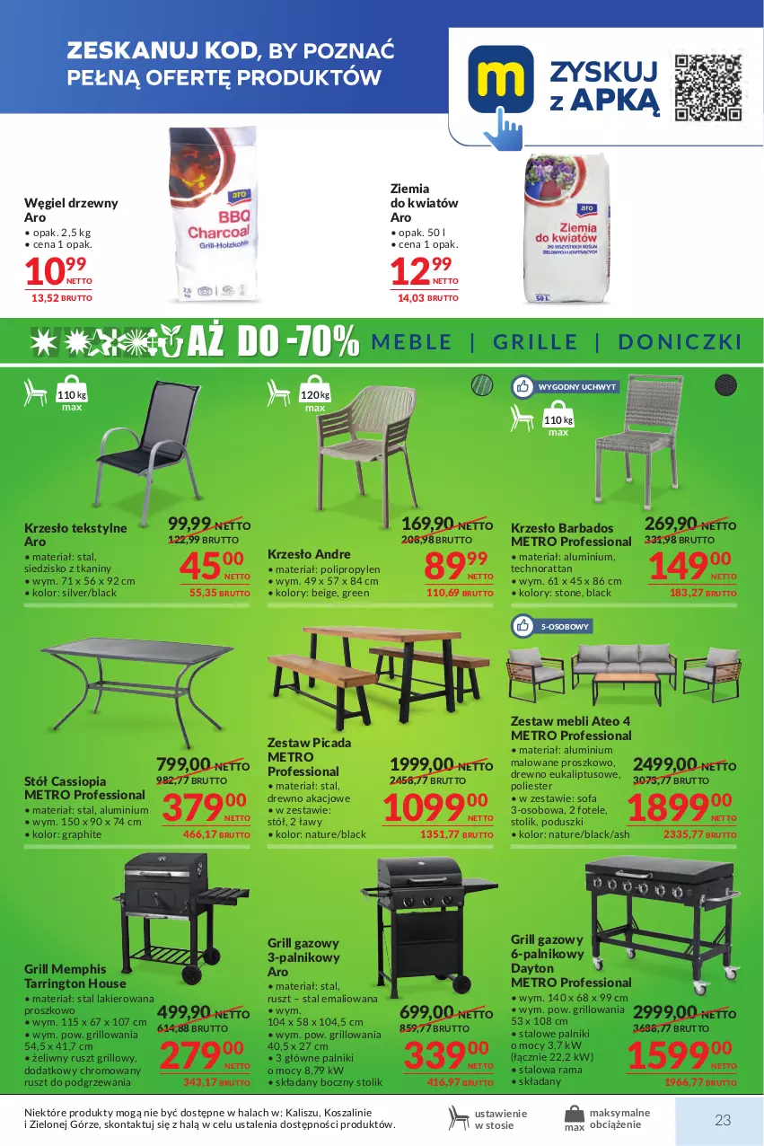 Gazetka promocyjna Makro - Mega oferty dla Twojego Sklepu - ważna 07.07 do 20.07.2026 - strona 23 - produkty: Fa, Fotel, Gra, Grill, Grill gazowy, Kosz, Krzesło, Lack, Lakier, Metro, Rama, Siedzisko, Sofa, Sofa 3-osobowa, Stół, Stolik, Szal, Węgiel drzewny