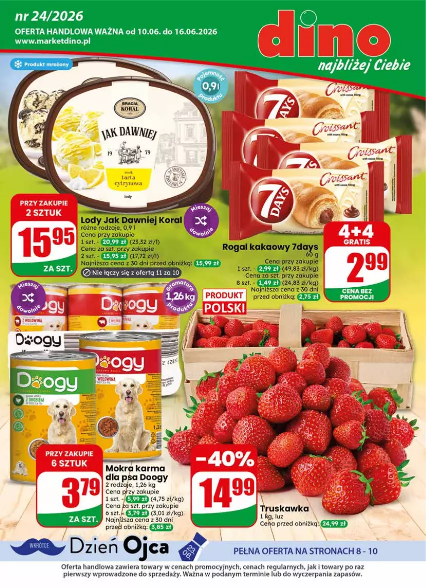 Gazetka promocyjna Dino - Gazetka 24 / 2026 - ważna 10.06 do 16.06.2026 - strona 1 - produkty: Kakao, Lody, Mokra karma, Rogal