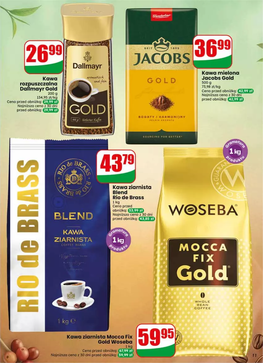 Gazetka promocyjna Dino - Gazetka 24 / 2026 - ważna 10.06 do 16.06.2026 - strona 11 - produkty: Dallmayr, Jacobs, Kawa, Kawa mielona, Kawa ziarnista, Mocca Fix Gold, Woseba