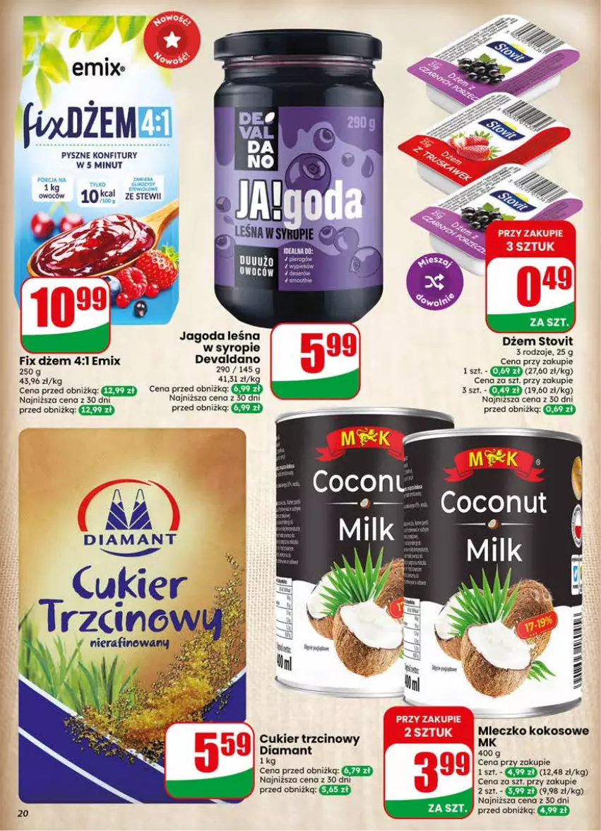 Gazetka promocyjna Dino - Gazetka 24 / 2026 - ważna 10.06 do 16.06.2026 - strona 20 - produkty: Cukier, Cukier trzcinowy, Diamant, Dżem, Kokos, Miecz, Por, Syrop