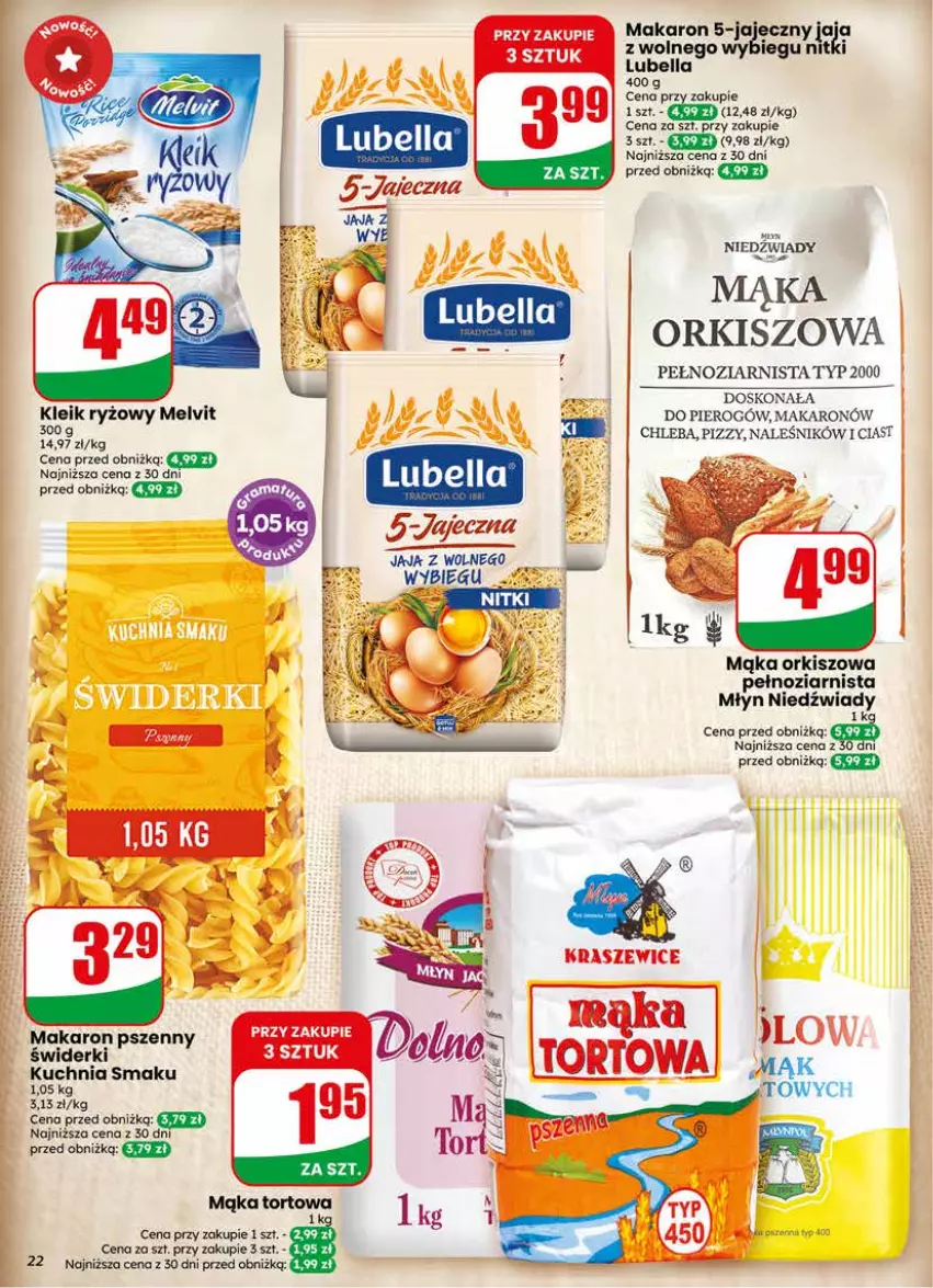 Gazetka promocyjna Dino - Gazetka 24 / 2026 - ważna 10.06 do 16.06.2026 - strona 22 - produkty: Bell, Bella, Chleb, Jaja, Kuchnia, Lubella, Mąka, Mąka tortowa, Makaron, Melvit, Ryż