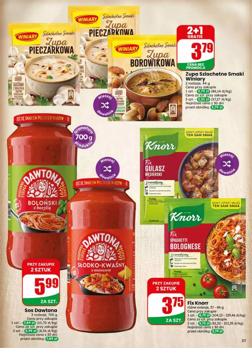 Gazetka promocyjna Dino - Gazetka 24 / 2026 - ważna 10.06 do 16.06.2026 - strona 31 - produkty: Dawtona, Fa, Gry, Knorr, Piec, Sos, Zupa