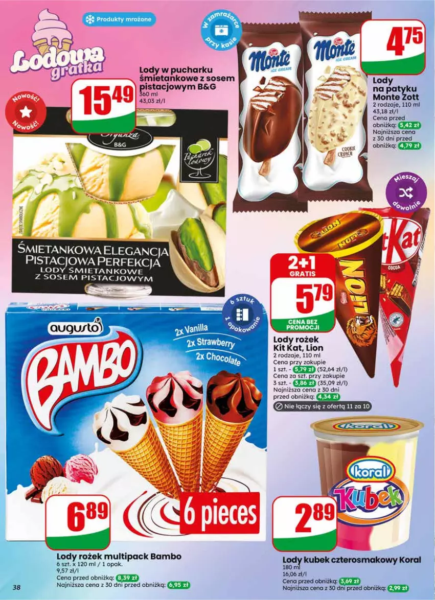 Gazetka promocyjna Dino - Gazetka 24 / 2026 - ważna 10.06 do 16.06.2026 - strona 38 - produkty: Kit Kat, Lion, Lody, Monte, Sos, Zott