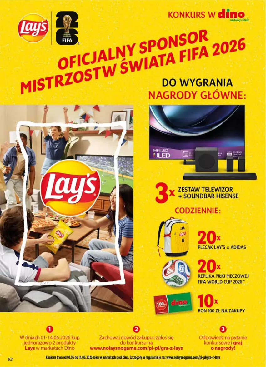 Gazetka promocyjna Dino - Gazetka 24 / 2026 - ważna 10.06 do 16.06.2026 - strona 62 - produkty: Adidas, Fa, Gra, Plecak, Soundbar, Telewizor