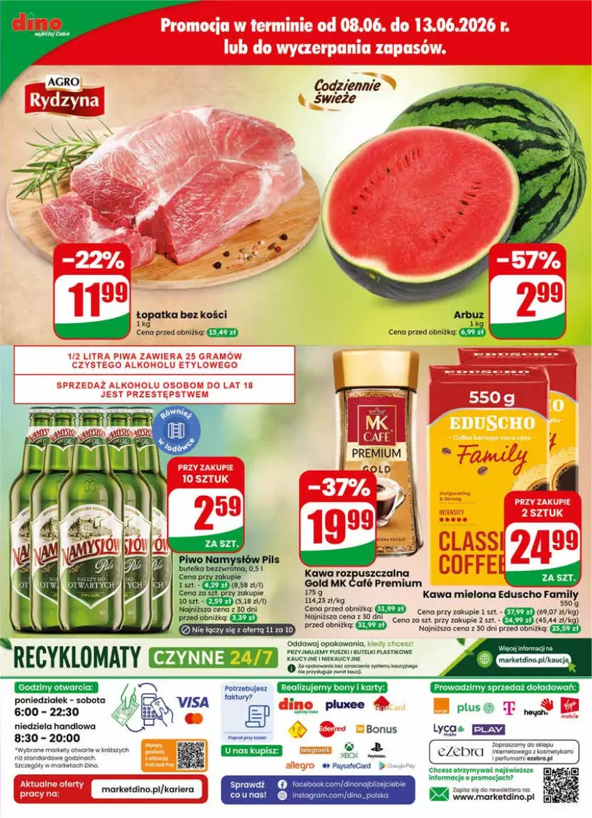 Gazetka promocyjna Dino - Gazetka 24 / 2026 - ważna 10.06 do 16.06.2026 - strona 79 - produkty: Arbuz, Fa, JBL, Kawa, Kawa mielona, Kawa rozpuszczalna, Kosz, Perfum, Tera, Xbox