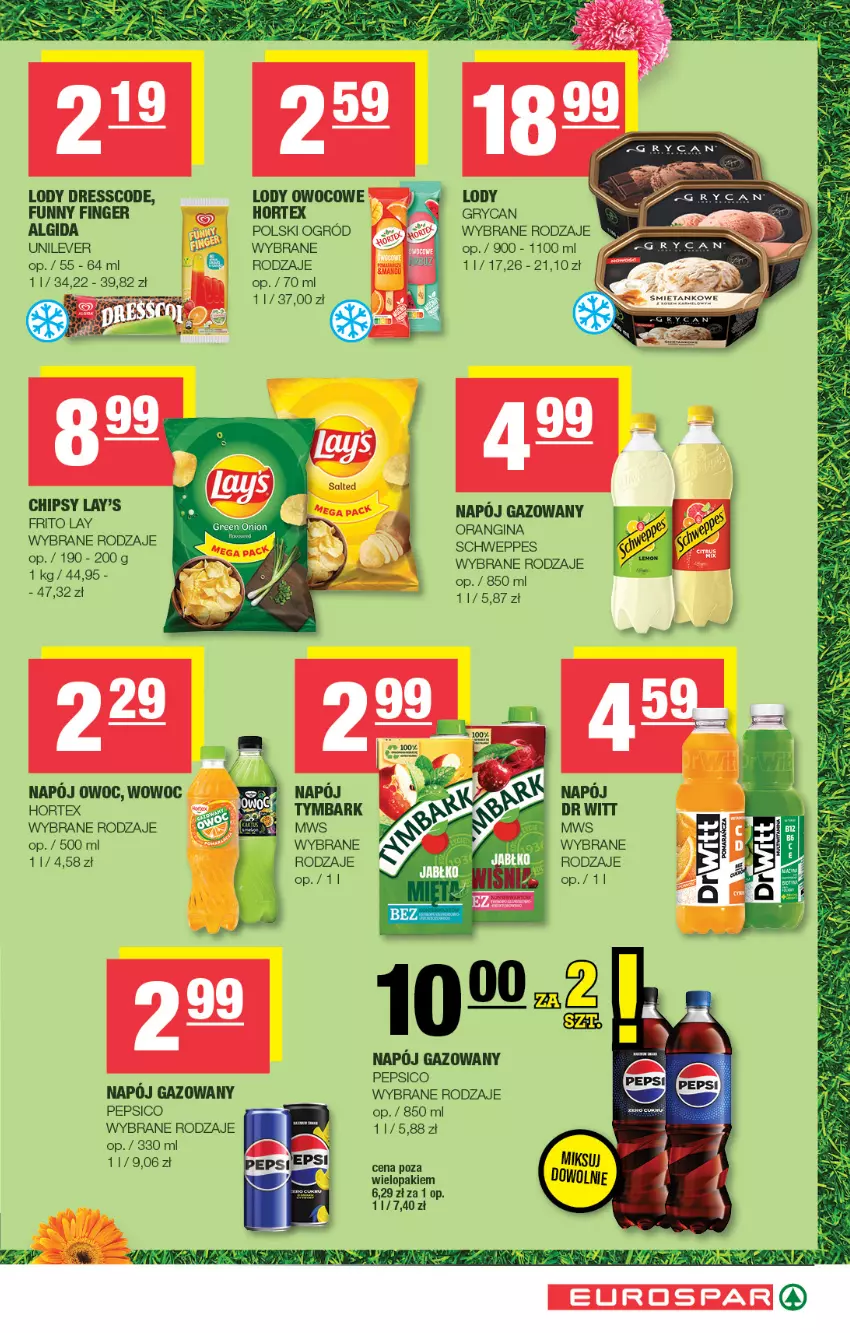 Gazetka promocyjna Spar - EuroSpar - ważna 15.06 do 25.06.2025 - strona 11 - produkty: Algida, Chipsy, Dres, Gin, Gry, Hortex, LG, Lody, Napój, Napój gazowany, Ogród, Pepsi, Schweppes