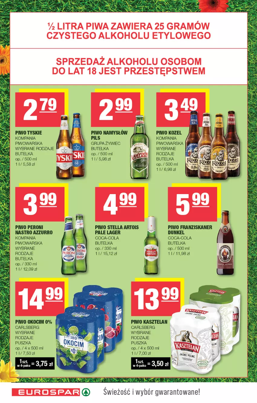 Gazetka promocyjna Spar - EuroSpar - ważna 15.06 do 25.06.2025 - strona 12 - produkty: Carlsberg, Coca-Cola, Kasztelan, Koc, Kozel, Namysłów, Okocim, Piwo, Skaner, Tyskie