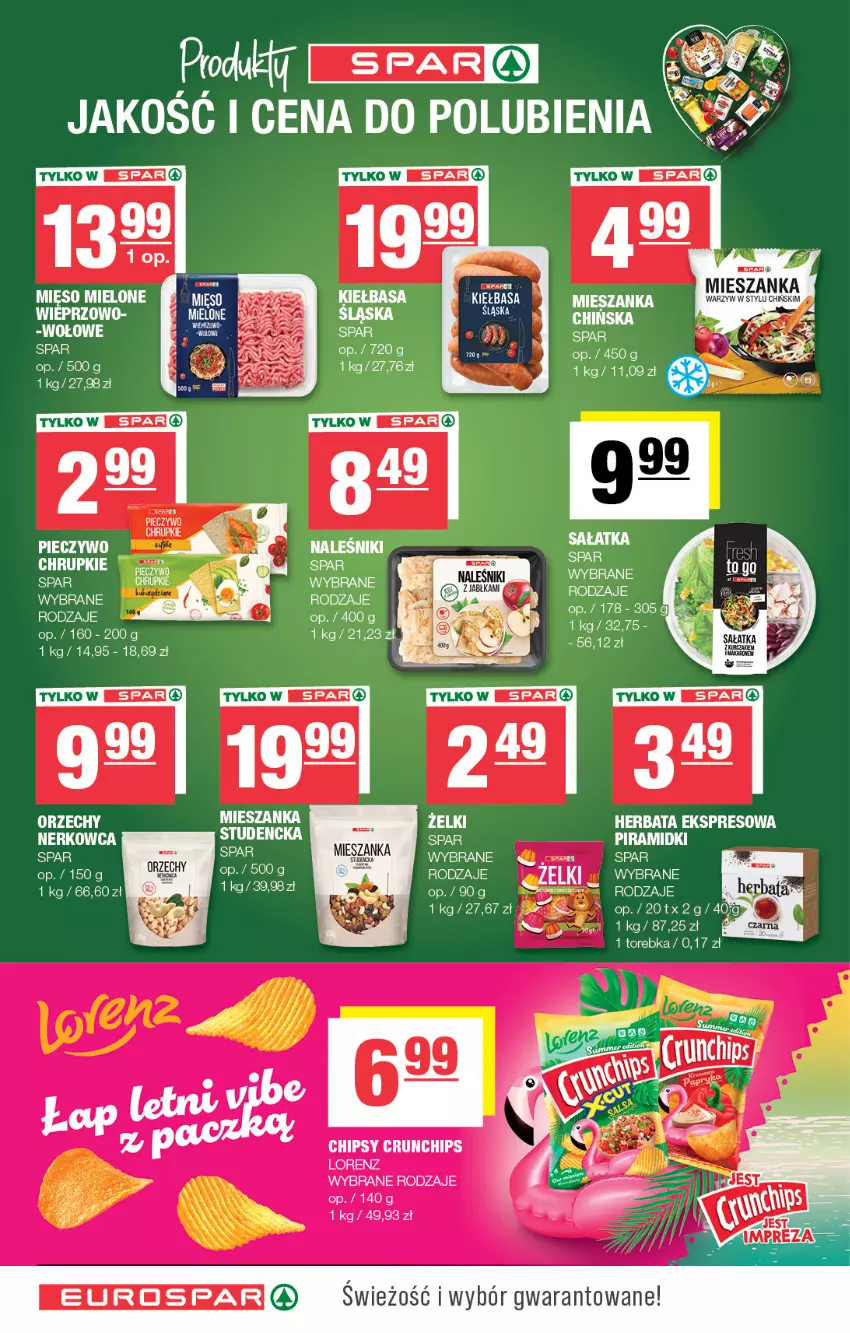 Gazetka promocyjna Spar - EuroSpar - ważna 15.06 do 25.06.2025 - strona 14 - produkty: Chipsy, Crunchips, Herbata, Kiełbasa, Lorenz