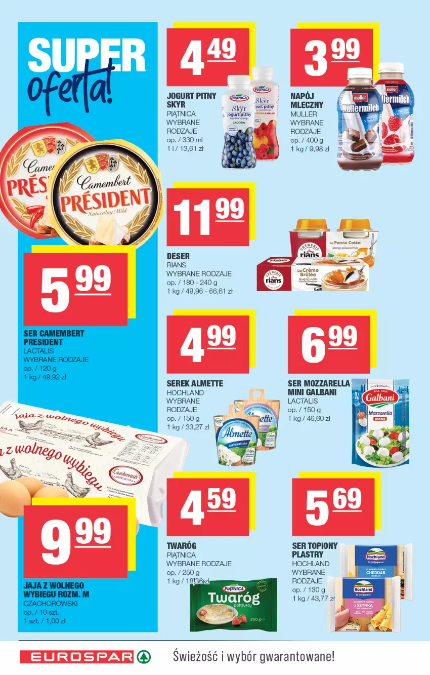 Gazetka promocyjna Spar - EuroSpar - ważna 15.06 do 25.06.2025 - strona 4 - produkty: Almette, Deser, Galbani, Hochland, Jogurt, Jogurt pitny, Napój, Piątnica, Ser, Ser topiony, Serek, Top