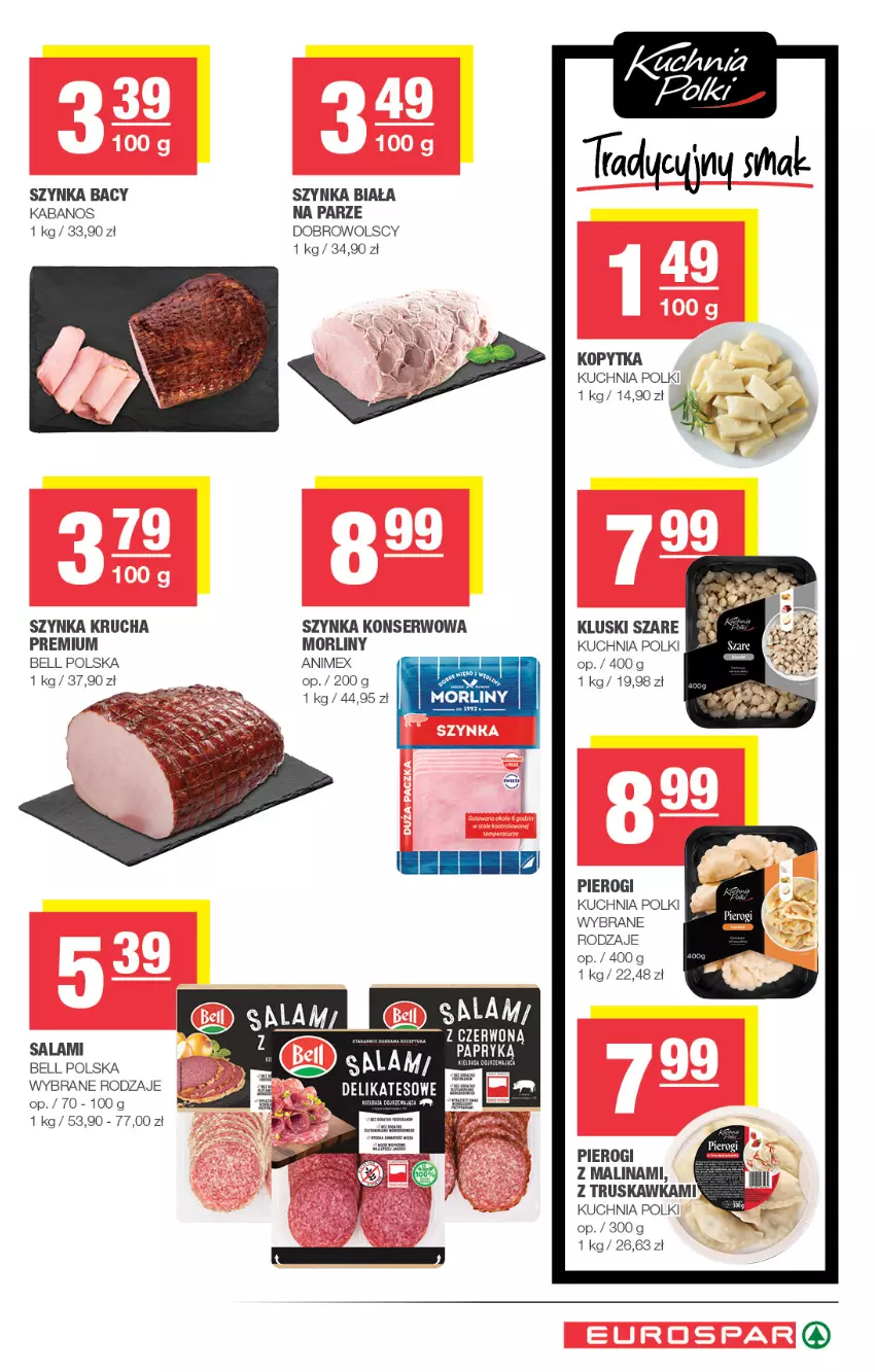 Gazetka promocyjna Spar - EuroSpar - ważna 15.06 do 25.06.2025 - strona 7 - produkty: Bell, Kabanos, Kopytka, Kuchnia, Morliny, Pierogi, Salami, Ser, Szynka, Szynka biała, Szynka konserwowa