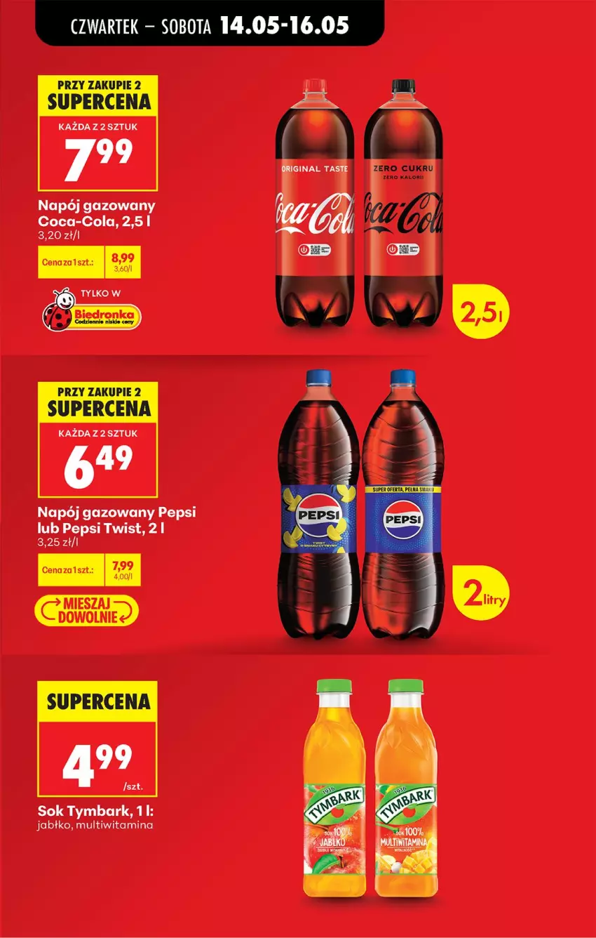 Gazetka promocyjna Biedronka - Od Czwartku - ważna 14.05 do 20.05.2026 - strona 11 - produkty: Coca-Cola, Napój, Napój gazowany, Pepsi, Sok, Tymbark