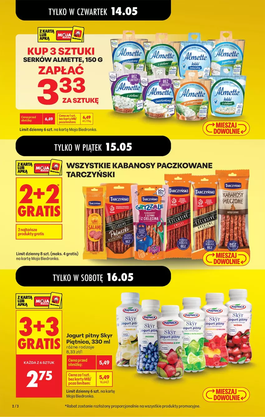 Gazetka promocyjna Biedronka - Od Czwartku - ważna 14.05 do 20.05.2026 - strona 2 - produkty: Almette, Gra, Jogurt, Jogurt pitny, Kabanos, Piątnica, Por, Ser