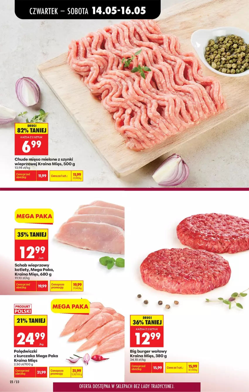 Gazetka promocyjna Biedronka - Od Czwartku - ważna 14.05 do 20.05.2026 - strona 32 - produkty: Burger, Kotlet, Kurczak, Mięso, Mięso mielone, Mięso mielone z szynki, Schab wieprzowy