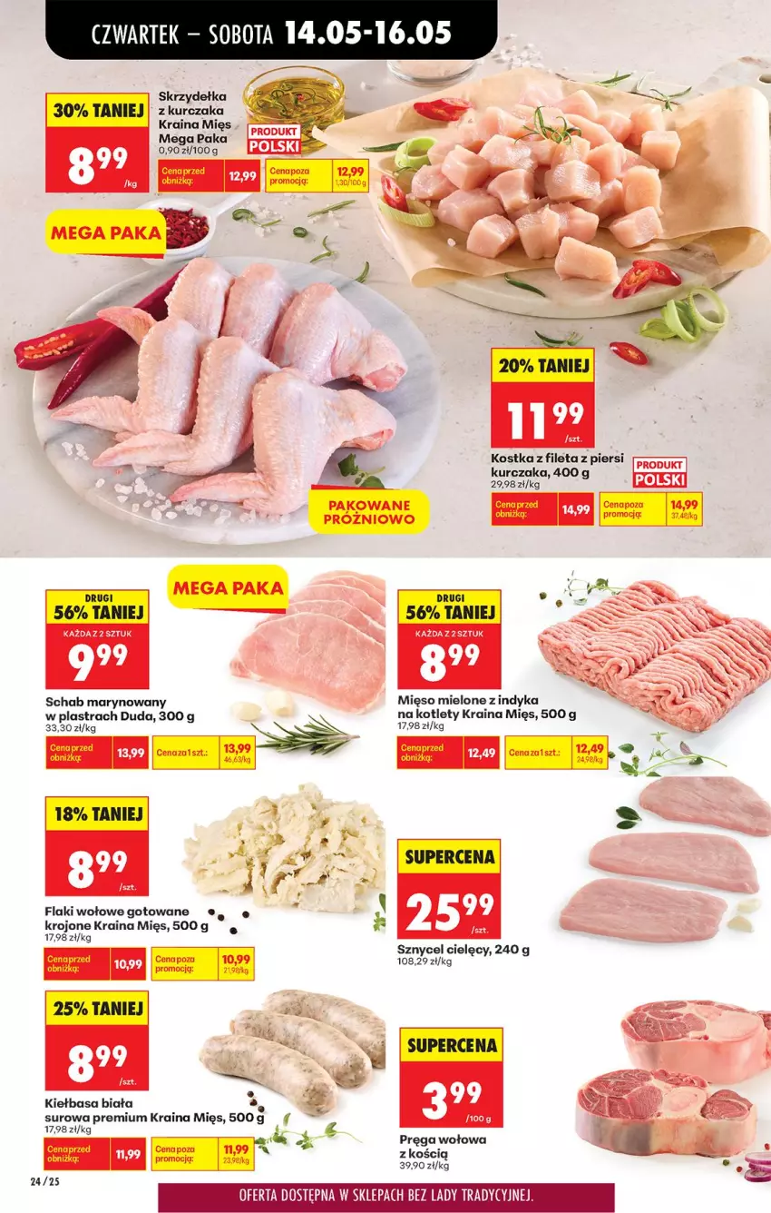Gazetka promocyjna Biedronka - Od Czwartku - ważna 14.05 do 20.05.2026 - strona 34 - produkty: Duda, Flaki, Flaki wołowe, Goal, Kiełbasa, Kiełbasa biała, Kotlet, Kurczak, Mięso, Mięso mielone, Pręga wołowa