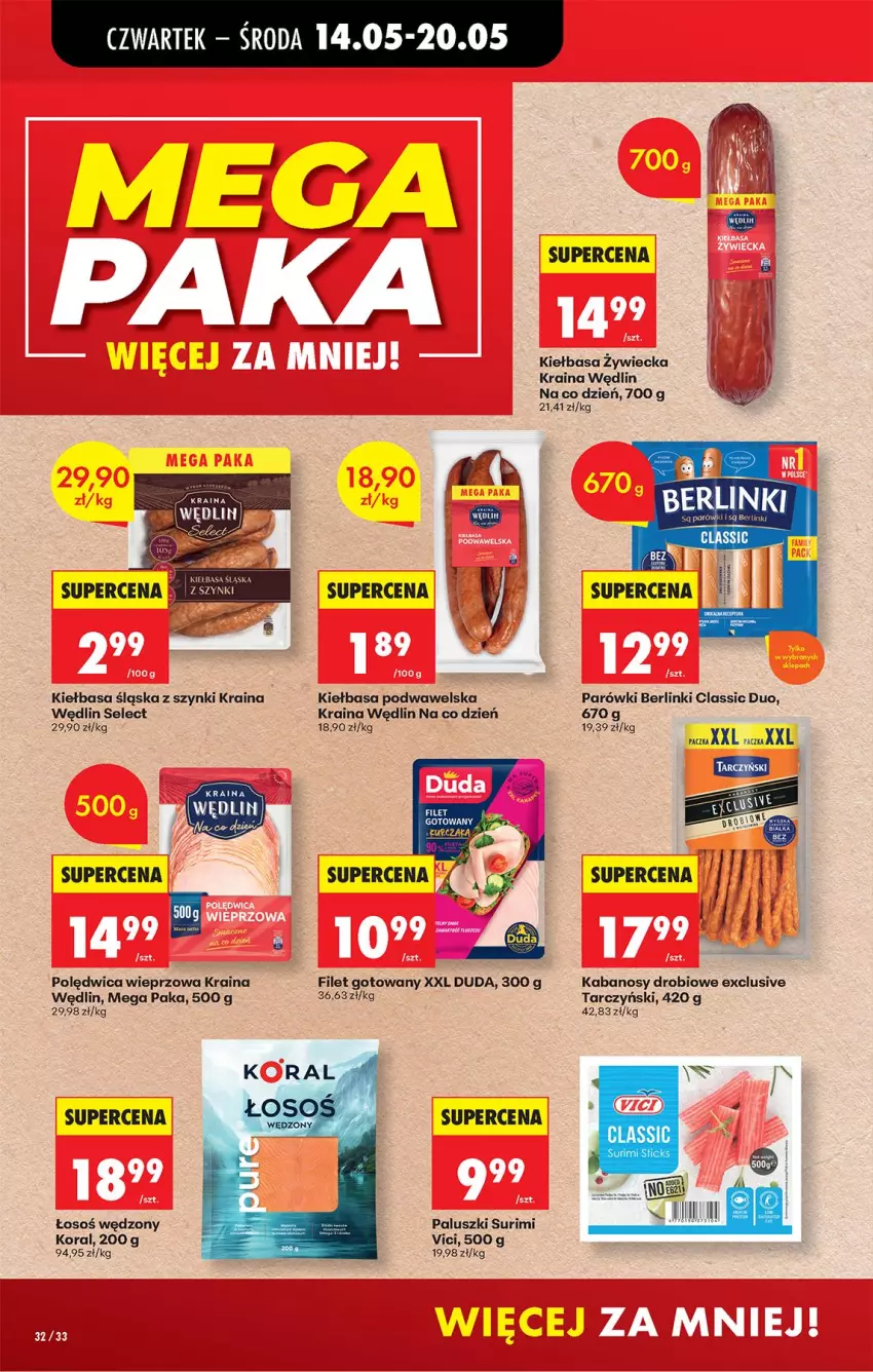 Gazetka promocyjna Biedronka - Od Czwartku - ważna 14.05 do 20.05.2026 - strona 48 - produkty: Berlinki, Duda, Kabanos, Kiełbasa, Kiełbasa podwawelska, Kiełbasa śląska, Parówki, Polędwica, Por, Surimi, Tarczyński, Wawel