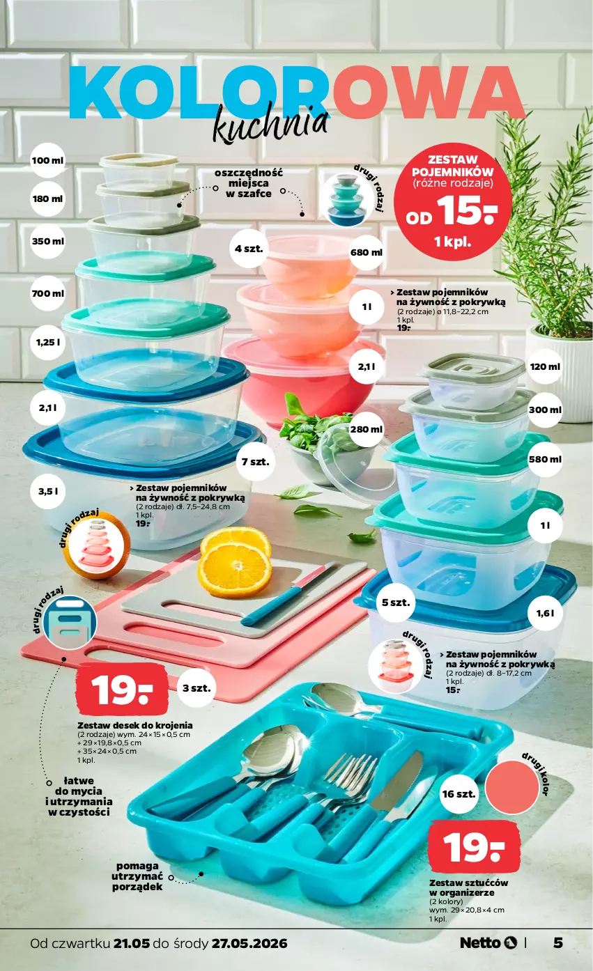 Gazetka promocyjna Netto - Od Czwartku - ważna 21.05 do 27.05.2026 - strona 5 - produkty: Kuchnia, Organizer, Pojemnik, Por, Zestaw sztućców