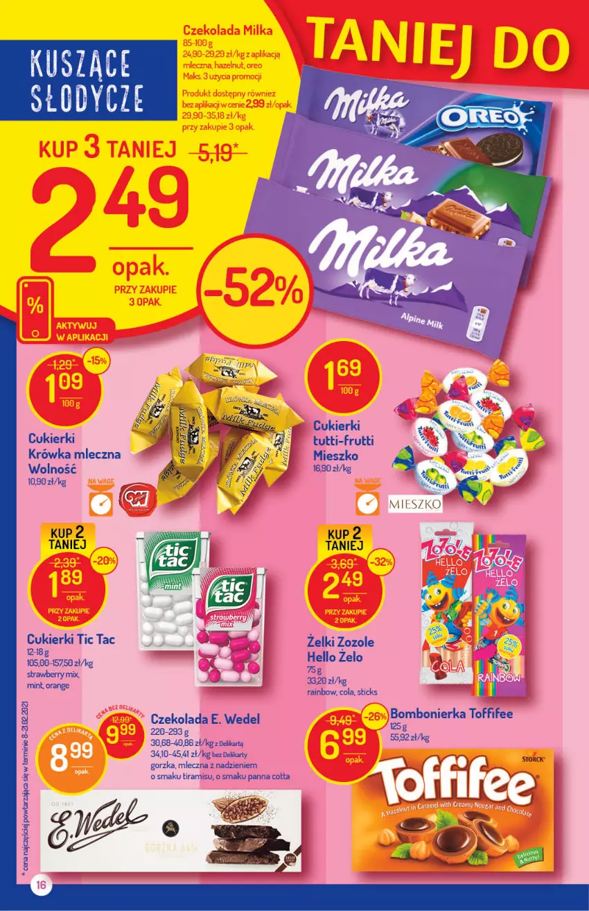 Gazetka promocyjna Delikatesy Centrum - Gazetka Delikatesy Centrum - ważna 15.04 do 21.04.2021 - strona 16 - produkty: Cukier, Cukierki, Czekolada, E. Wedel, Panna cotta