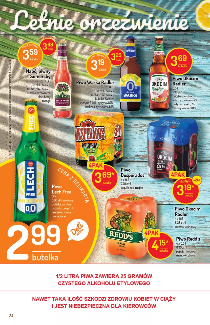 Gazetka promocyjna Delikatesy Centrum - Gazetka Delikatesy Centrum - ważna 15.04 do 21.04.2021 - strona 24 - produkty: Koc, Okocim, Piwo, Radler, Somersby, Tequila