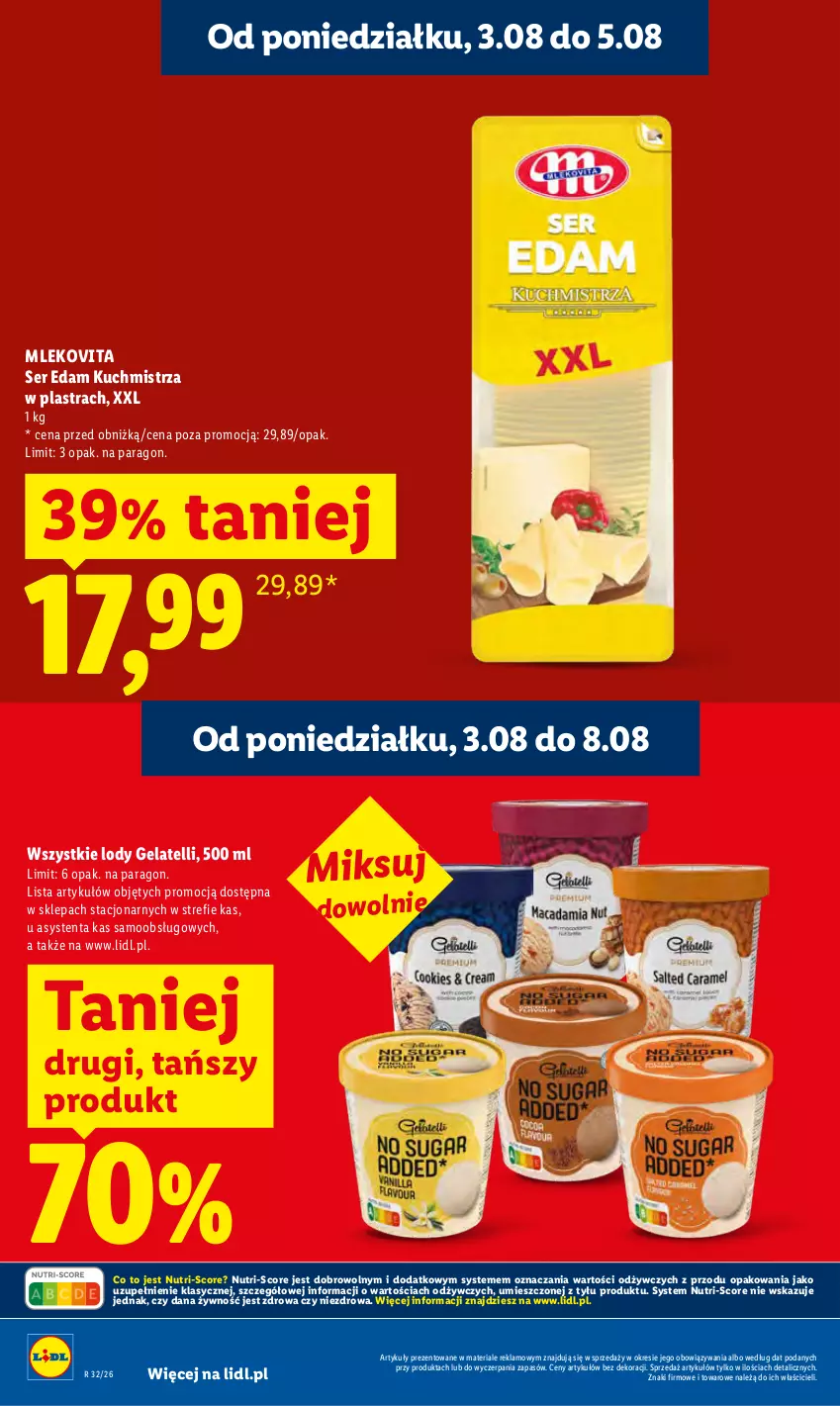 Gazetka promocyjna Lidl - Gazetka ważna od 3.08 do 5.08 - ważna 03.08 do 05.08.2026 - strona 12 - produkty: Edam, Lody, Mleko, Mlekovita, Ser