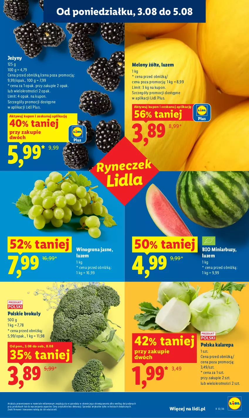 Gazetka promocyjna Lidl - Gazetka ważna od 3.08 do 5.08 - ważna 03.08 do 05.08.2026 - strona 41 - produkty: Arbuz, Brokuły, Jeżyny, Melon, Wino, Winogrona