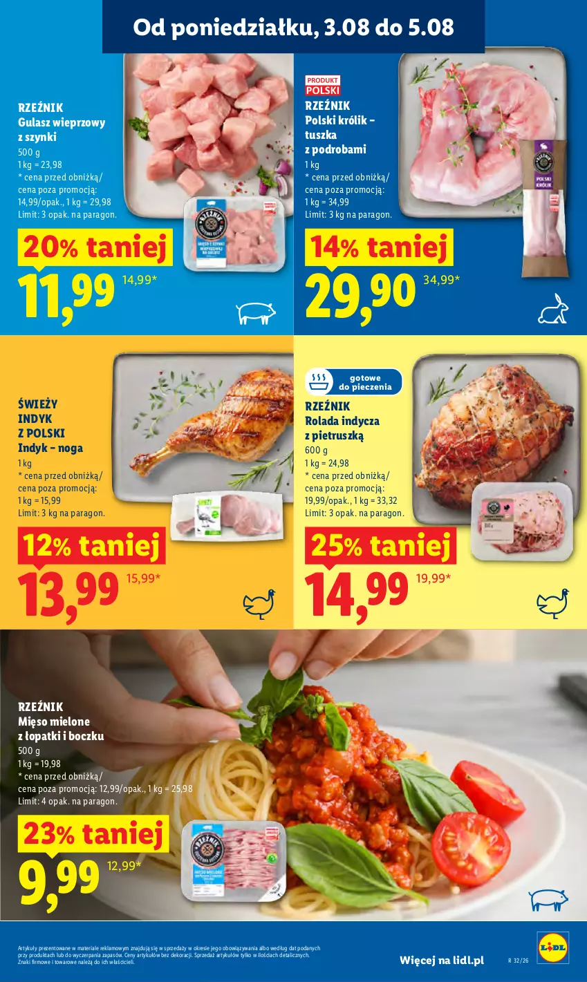 Gazetka promocyjna Lidl - Gazetka ważna od 3.08 do 5.08 - ważna 03.08 do 05.08.2026 - strona 65 - produkty: Królik, Mięso, Mięso mielone, Piec, Rolada, Tusz
