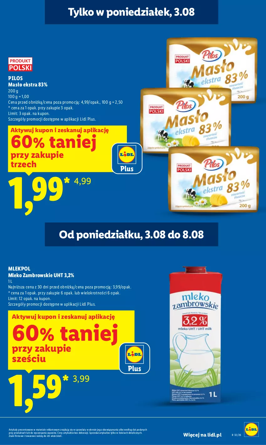 Gazetka promocyjna Lidl - Gazetka ważna od 3.08 do 5.08 - ważna 03.08 do 05.08.2026 - strona 9 - produkty: Masło, Mleko, Pilos