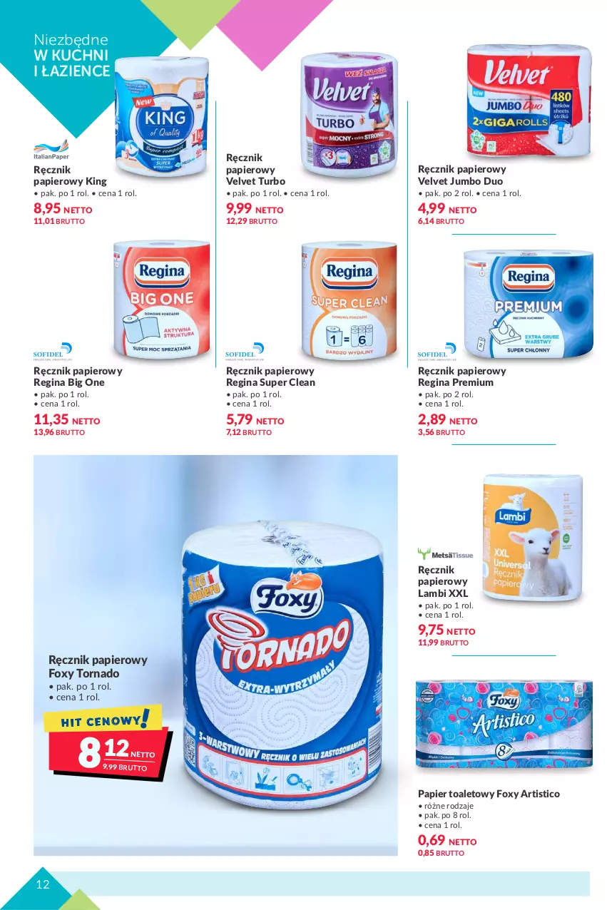 Gazetka promocyjna Makro - [Oferta specjalna] Domowe porządki - ważna 19.10 do 30.10.2021 - strona 12 - produkty: Foxy, Gin, Papier, Papier toaletowy, Ręcznik, Velvet