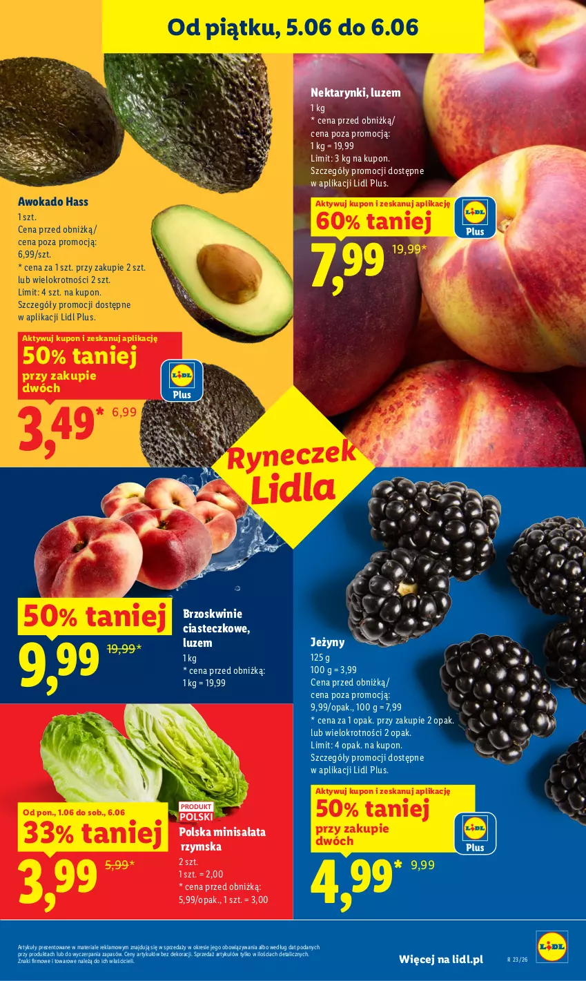 Gazetka promocyjna Lidl - Gazetka ważna od 5.06 do 6.06 - ważna 05.06 do 06.06.2026 - strona 39 - produkty: Brzoskwinie, Jeżyny, Nektar, Sałat