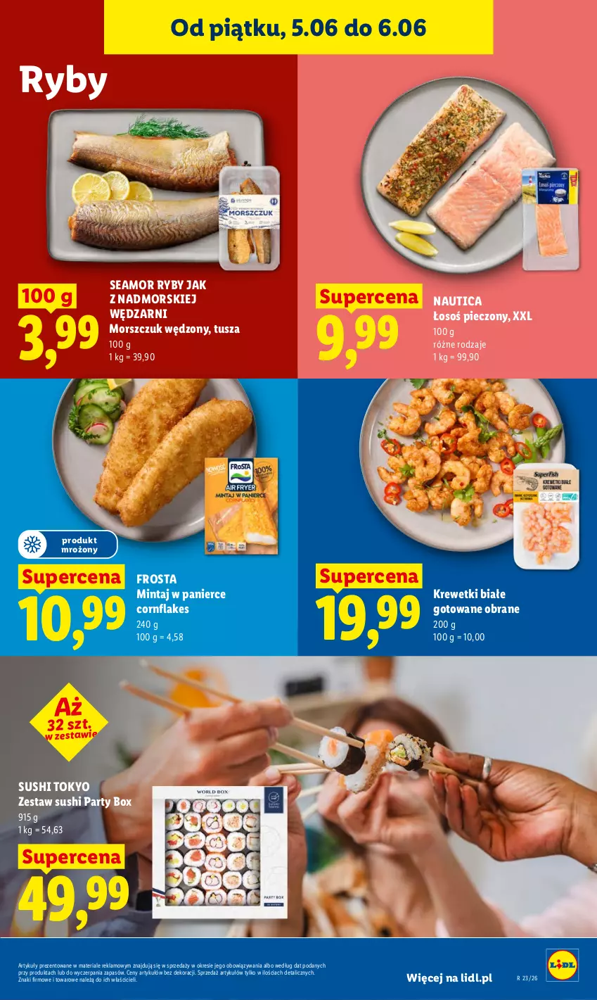 Gazetka promocyjna Lidl - Gazetka ważna od 5.06 do 6.06 - ważna 05.06 do 06.06.2026 - strona 55 - produkty: Frosta, Krewetki, Mintaj, Piec, Sushi, Tusz
