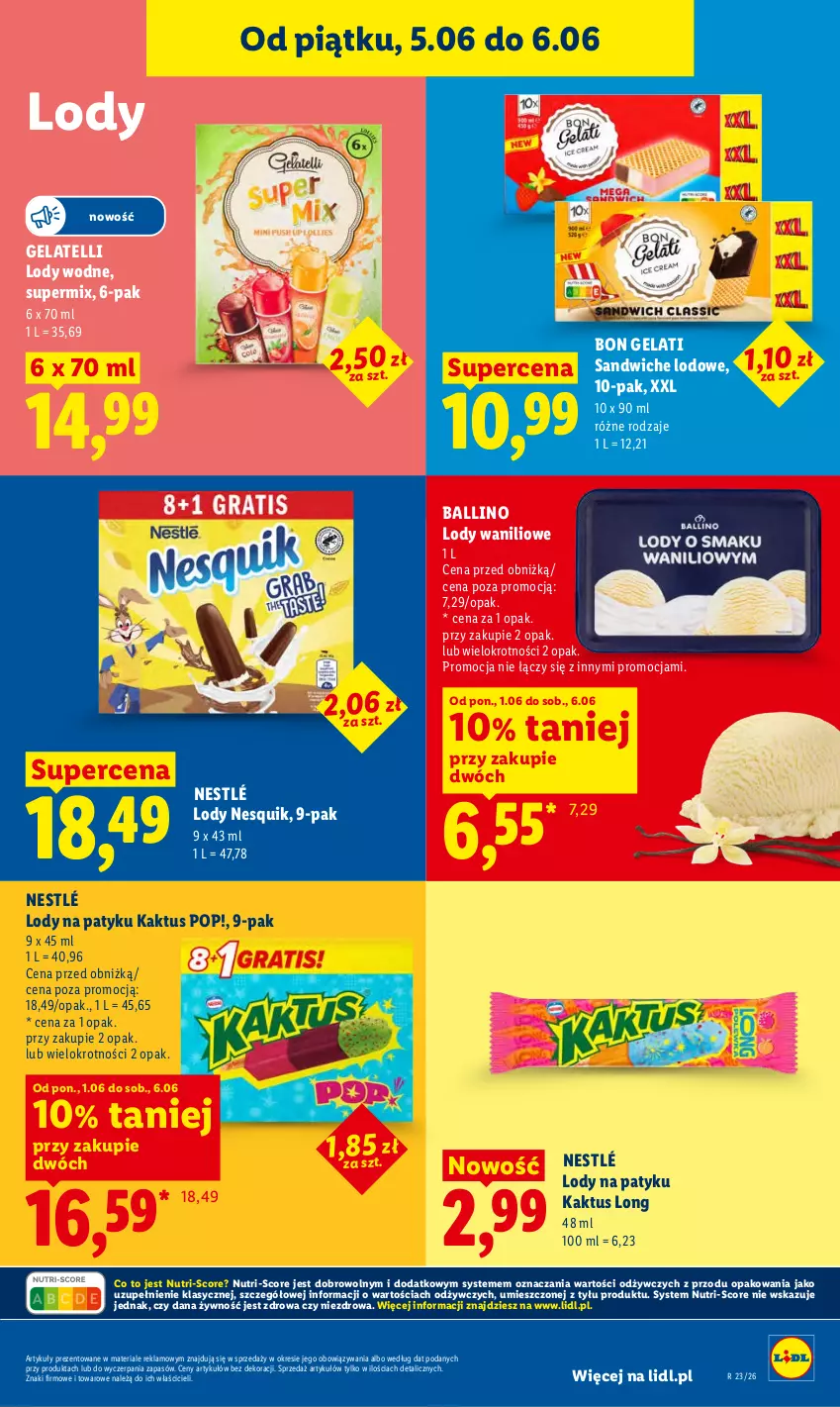 Gazetka promocyjna Lidl - Gazetka ważna od 5.06 do 6.06 - ważna 05.06 do 06.06.2026 - strona 63 - produkty: Kaktus, Lody, Nesquik, Nestlé