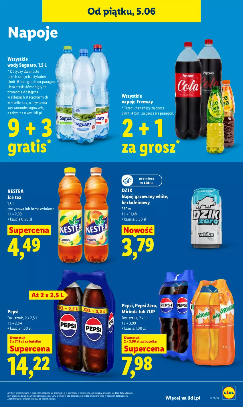 Gazetka promocyjna Lidl - Gazetka ważna od 5.06 do 6.06 - ważna 05.06 do 06.06.2026 - strona 65 - produkty: 7up, Gra, Ice tea, Mirinda, Napój, Napój gazowany, Napoje, Nestea, Pepsi