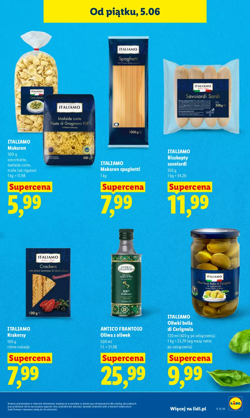 Gazetka promocyjna Lidl - Gazetka ważna od 5.06 do 6.06 - ważna 05.06 do 06.06.2026 - strona 79 - produkty: Bell, Bella, Biszkopty, Fa, Krakersy, Makaron, Oliwa, Oliwa z oliwek, Oliwki, Spaghetti