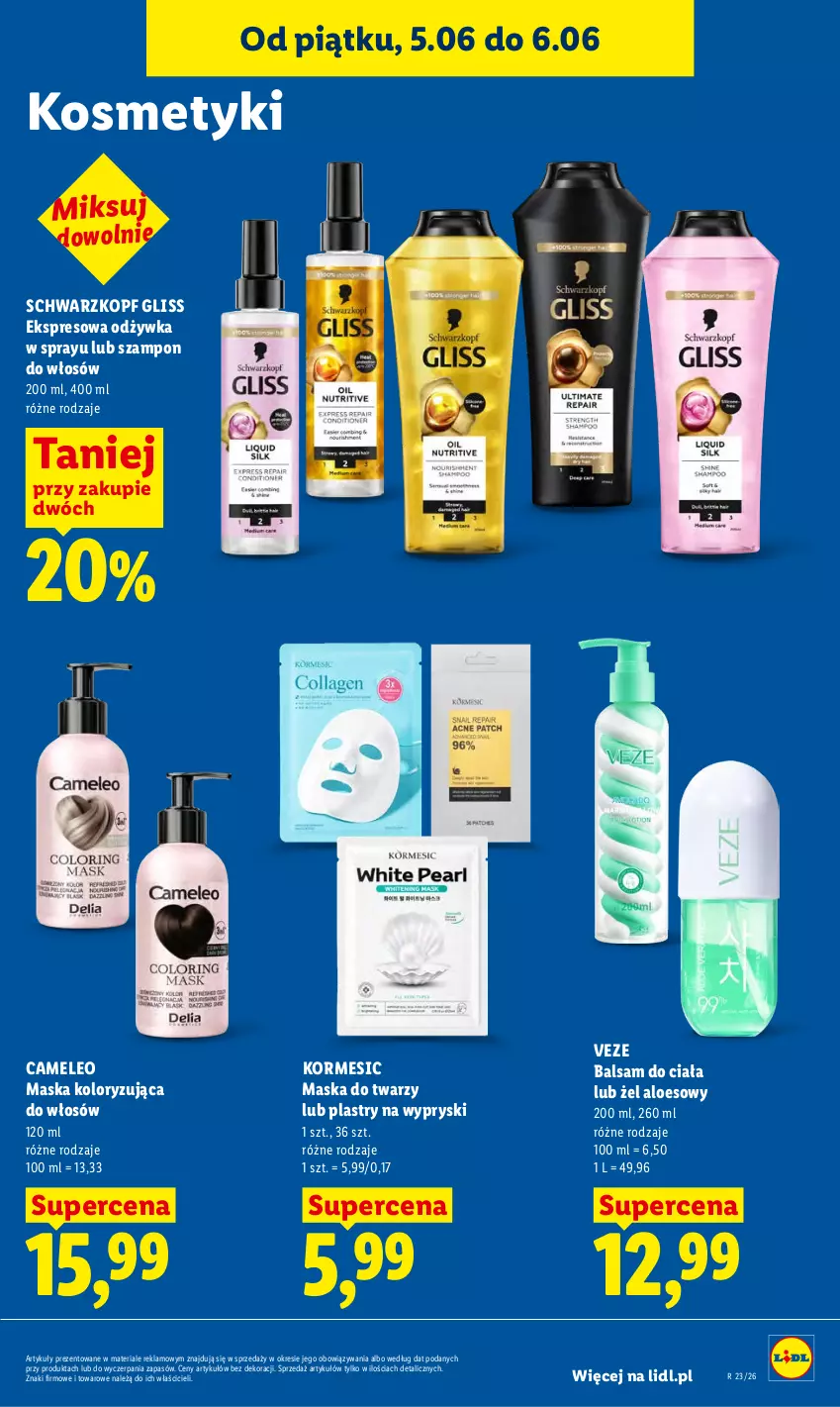 Gazetka promocyjna Lidl - Gazetka ważna od 5.06 do 6.06 - ważna 05.06 do 06.06.2026 - strona 83 - produkty: Balsam do ciała, Eleo, Maska, Maska do twarzy, Odżywka, Schwarzkopf, Szampon