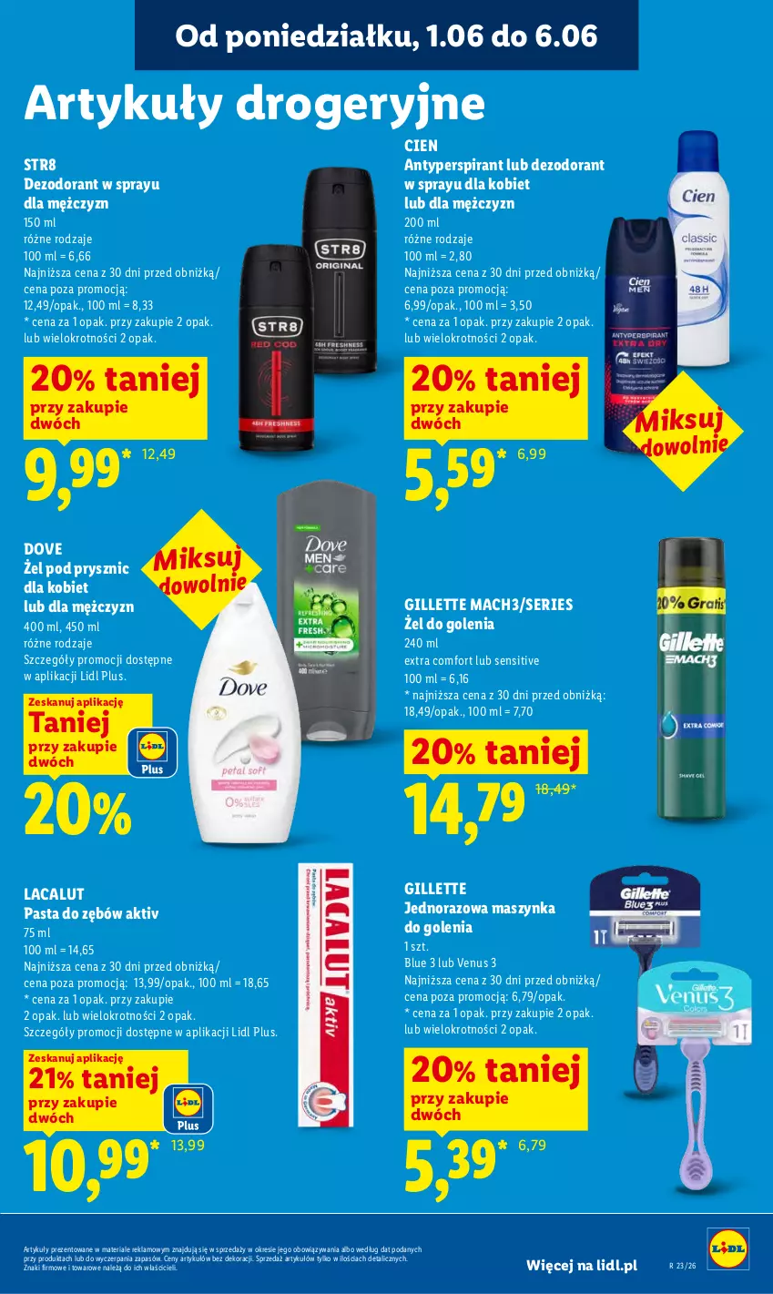 Gazetka promocyjna Lidl - Gazetka ważna od 5.06 do 6.06 - ważna 05.06 do 06.06.2026 - strona 85 - produkty: Antyperspirant, Dezodorant, Dove, Gillette, Lacalut, Mach3, Maszynka, Maszynka do golenia, Pasta do zębów, Ser, Str8, Szynka, Venus