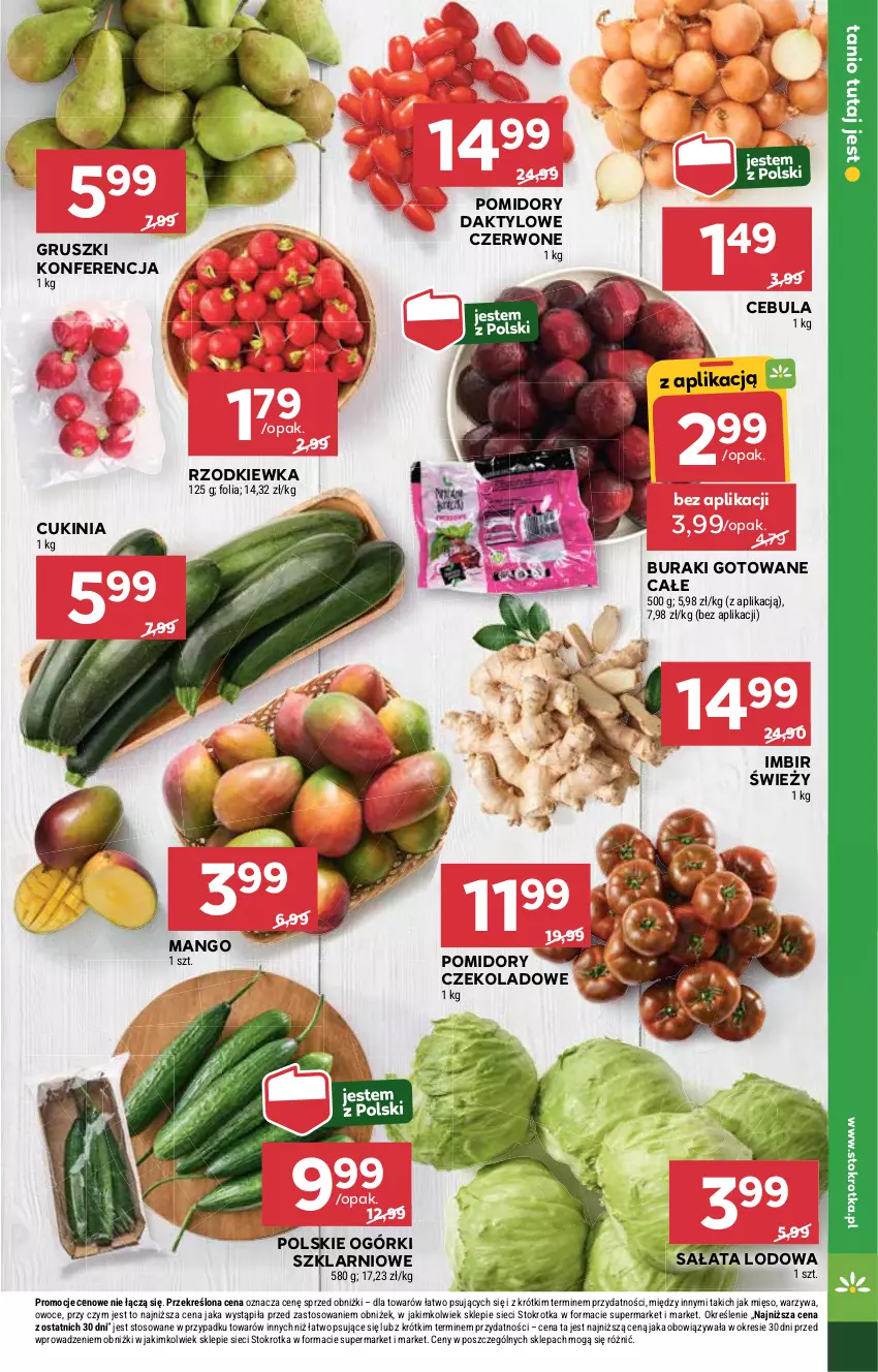 Gazetka promocyjna Stokrotka - Market - ważna 20.11 do 26.11.2025 - strona 9 - produkty: Buraki, Cebula, Gruszki, Imbir, Mango, Mięso, Owoce, Pomidory, Rzodkiewka, Sałat, Sałata lodowa, Warzywa