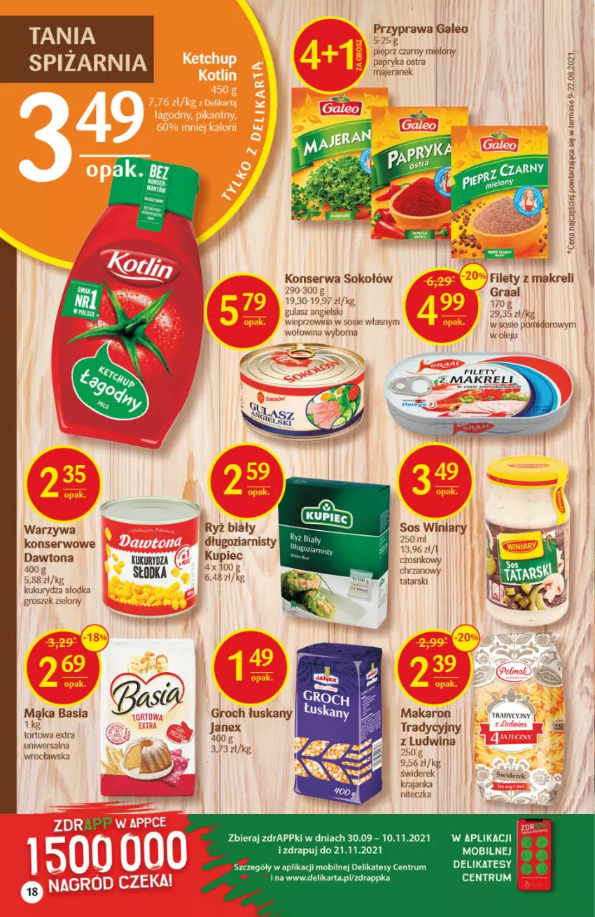 Gazetka promocyjna Delikatesy Centrum - Gazetka DC41 n. fresh - ważna 14.10 do 20.10.2021 - strona 18 - produkty: Basia, Chrzan, Dawtona, Fa, Gra, Graal, Groch, Kukurydza, Kupiec, Mąka, Makaron, Mobil, Olej, Papryka, Piec, Pieprz, Rum, Ryż, Ryż biały, Ser, Sok, Sokołów, Sos, Warzywa, Warzywa konserwowe, Wieprzowina, Winiary, Wołowina