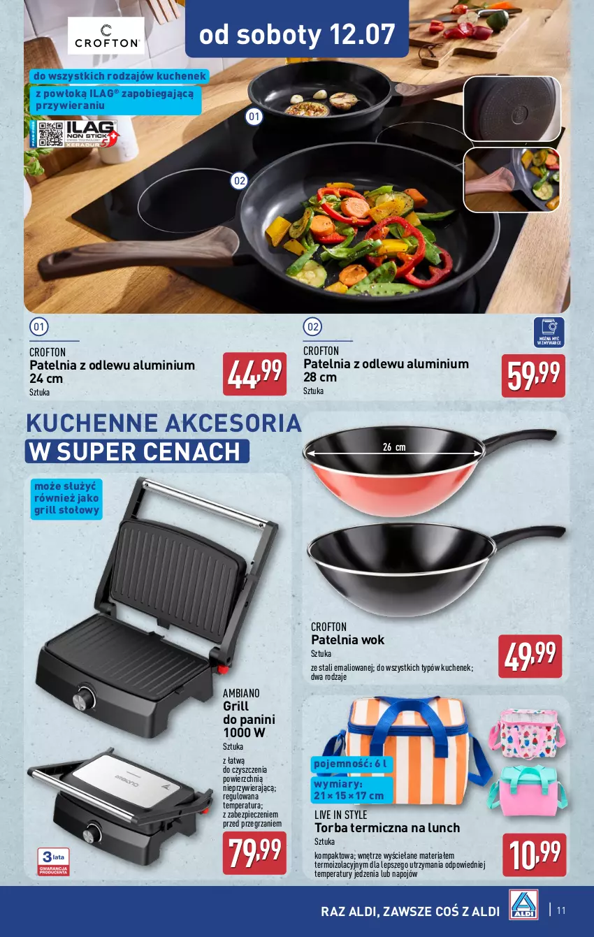 Gazetka promocyjna Aldi - Artykuły przemysłowe i tekstylia - ważna 09.07 do 12.07.2025 - strona 11 - produkty: Grill, Patelnia, Piec, Torba
