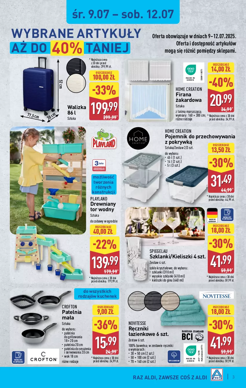 Gazetka promocyjna Aldi - Artykuły przemysłowe i tekstylia - ważna 09.07 do 12.07.2025 - strona 3 - produkty: Firana, Gin, Grill, Lanki, Mars, Patelnia, Pojemnik, Pojemnik do przechowywania, Ręcznik, Ser, Sok, Walizka, Wełna