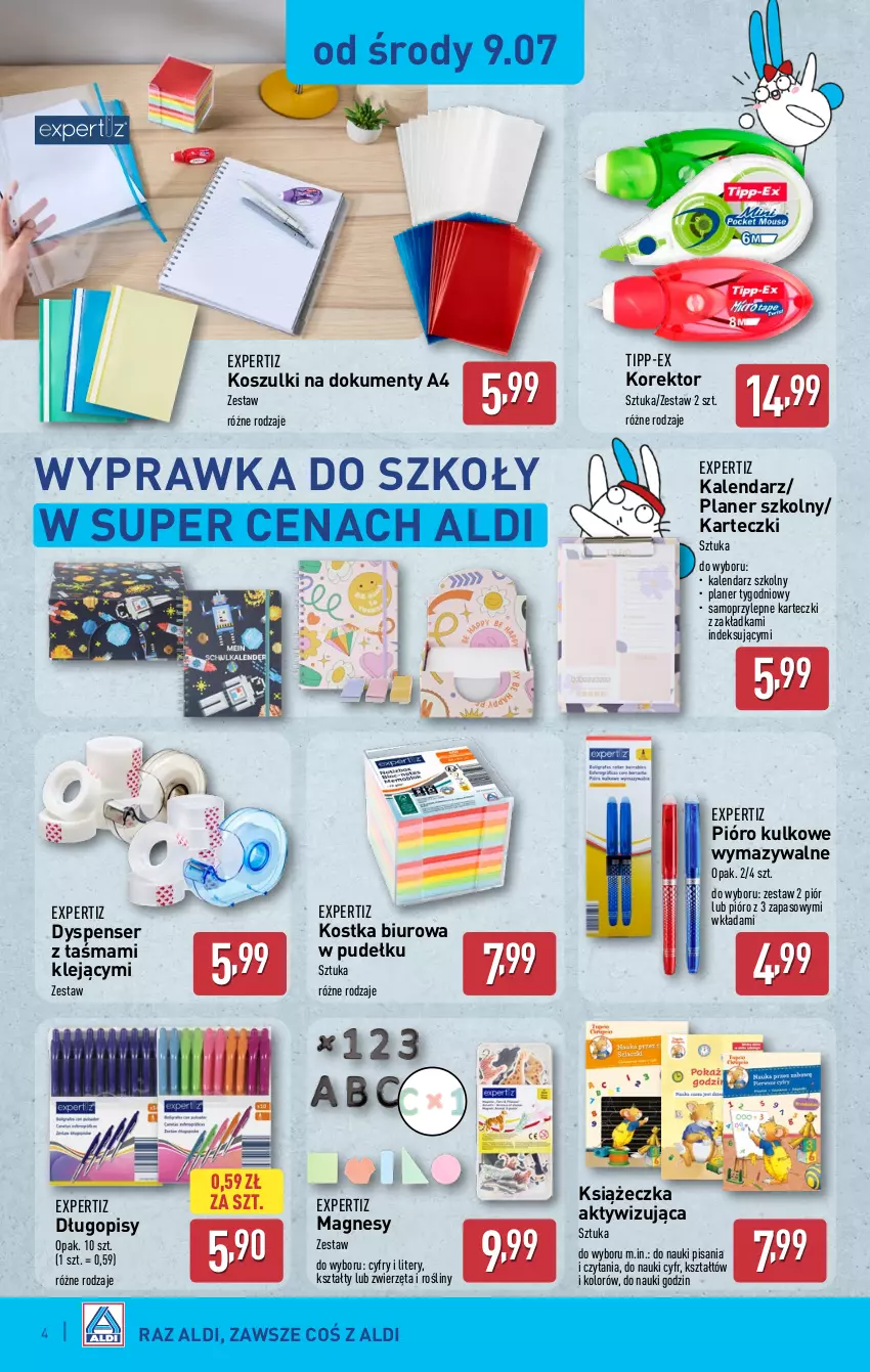 Gazetka promocyjna Aldi - Artykuły przemysłowe i tekstylia - ważna 09.07 do 12.07.2025 - strona 4 - produkty: Biuro, Długopis, Kalendarz, Klej, Kosz, Mop, Ser, Zwierzęta