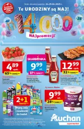 Gazetka promocyjna Auchan - Te URODZINY są NAJ Supermarket - Gazetka - ważna od 29.04 do 29.04.2025 - strona 1 - produkty: Ketchup, Papier, Truskawki, Duck, Ręcznik, Grill, Heinz