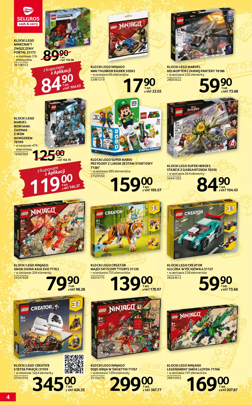 Gazetka promocyjna Selgros - Katalog Zabawki - ważna 17.11 do 30.11.2022 - strona 4 - produkty: Gry, Helikopter, Klocki, LEGO, LEGO Creator, LEGO Minecraft, LEGO Ninjago, Loyd, Minecraft, Por, Portal, Portal 2