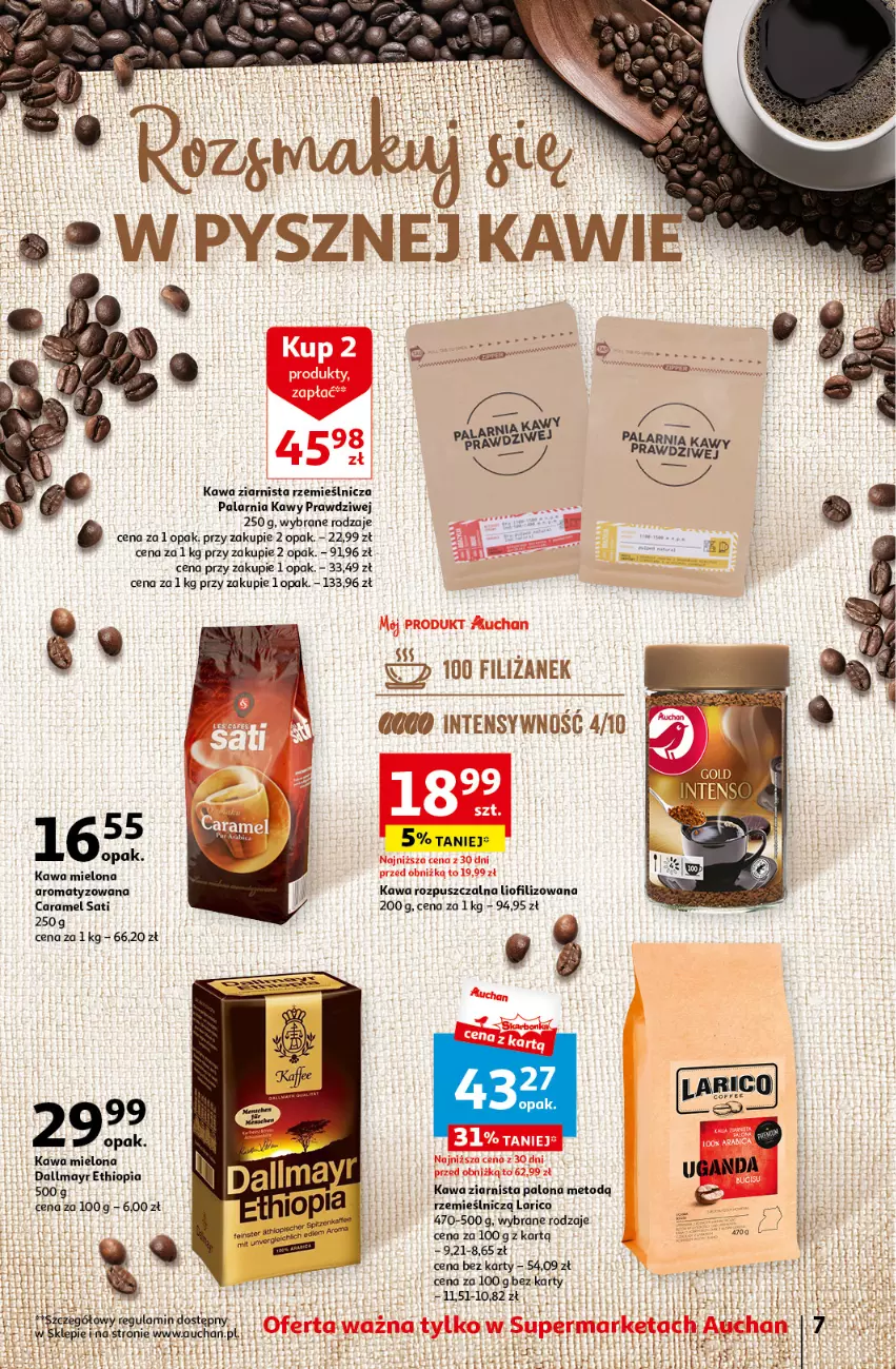 Gazetka promocyjna Auchan - Gazetka z MAŁĄ CENKĄ dźwigniesz więcej! Supermarket Auchan - ważna 29.02 do 06.03.2024 - strona 7 - produkty: Dallmayr, Kawa, Kawa mielona, Kawa rozpuszczalna, Kawa ziarnista, Por, Sati