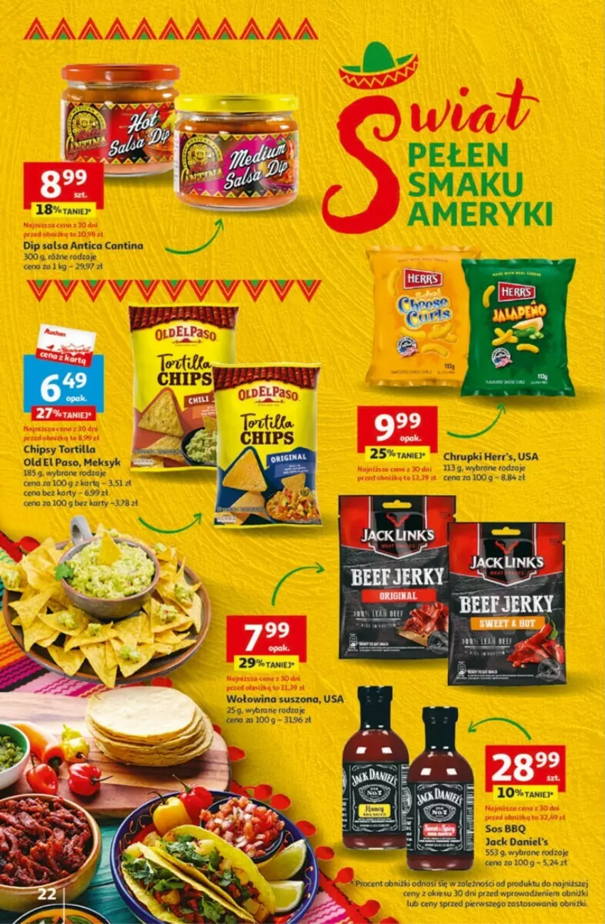 Gazetka promocyjna Auchan - ważna 01.02 do 07.02.2024 - strona 15 - produkty: Chrupki, Jack Daniel's, Salsa, Sos, Wołowina