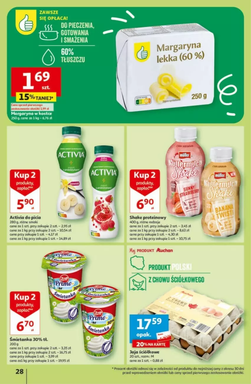 Gazetka promocyjna Auchan - ważna 01.02 do 07.02.2024 - strona 21 - produkty: Activia, Jaja, Margaryna, Piec