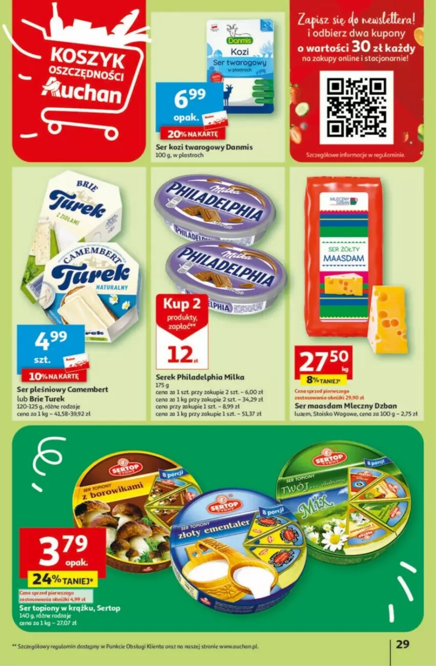 Gazetka promocyjna Auchan - ważna 01.02 do 07.02.2024 - strona 22 - produkty: Brie, Camembert, Maasdam, O nas, Ser, Ser kozi, Ser pleśniowy, Ser twarogowy