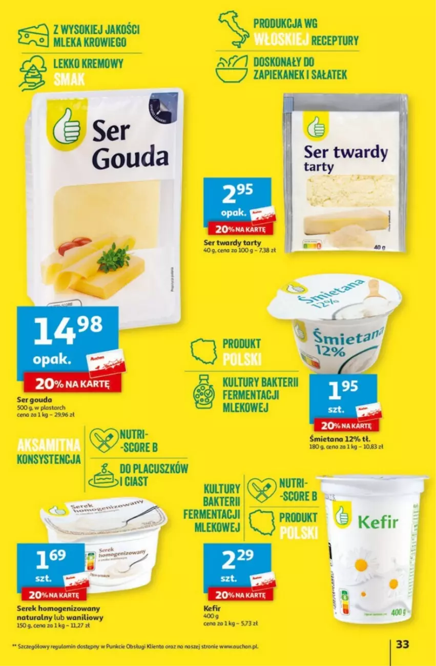 Gazetka promocyjna Auchan - ważna 01.02 do 07.02.2024 - strona 27 - produkty: Kefir, Mleko, Sałat, Ser, Serek, Serek homogenizowany, Sok